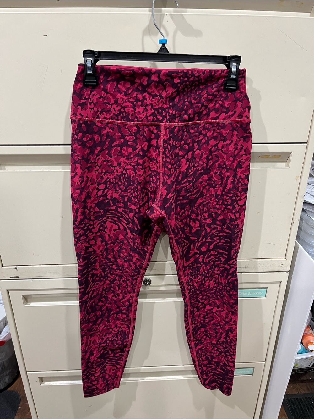 Peloton Pink and Black Patterned High-Waist Leggings